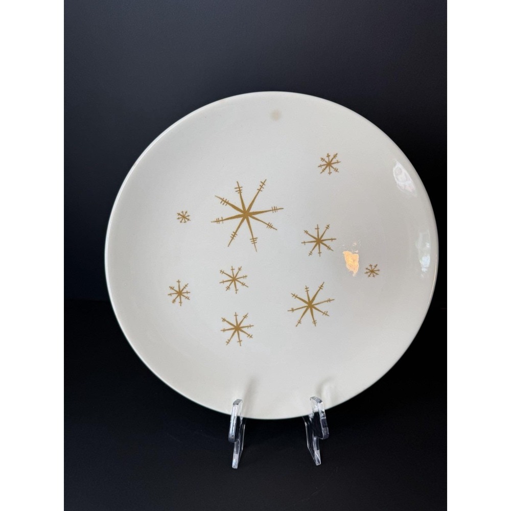 SG-PC4 Vintage Royal China Star Glow 10" Dinner Plate MCM Gold Atomic Starburst